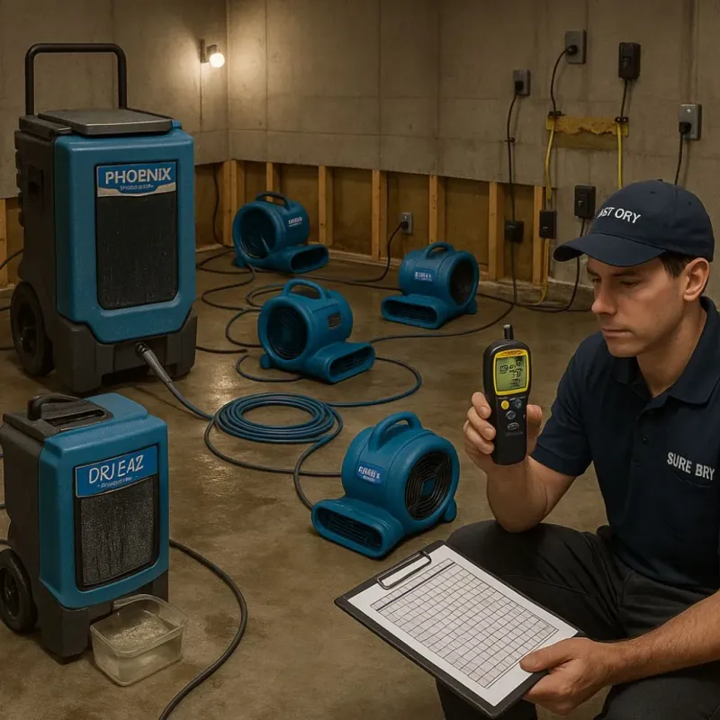 Structural Drying and Dehumidification process in Brownfield, ME
